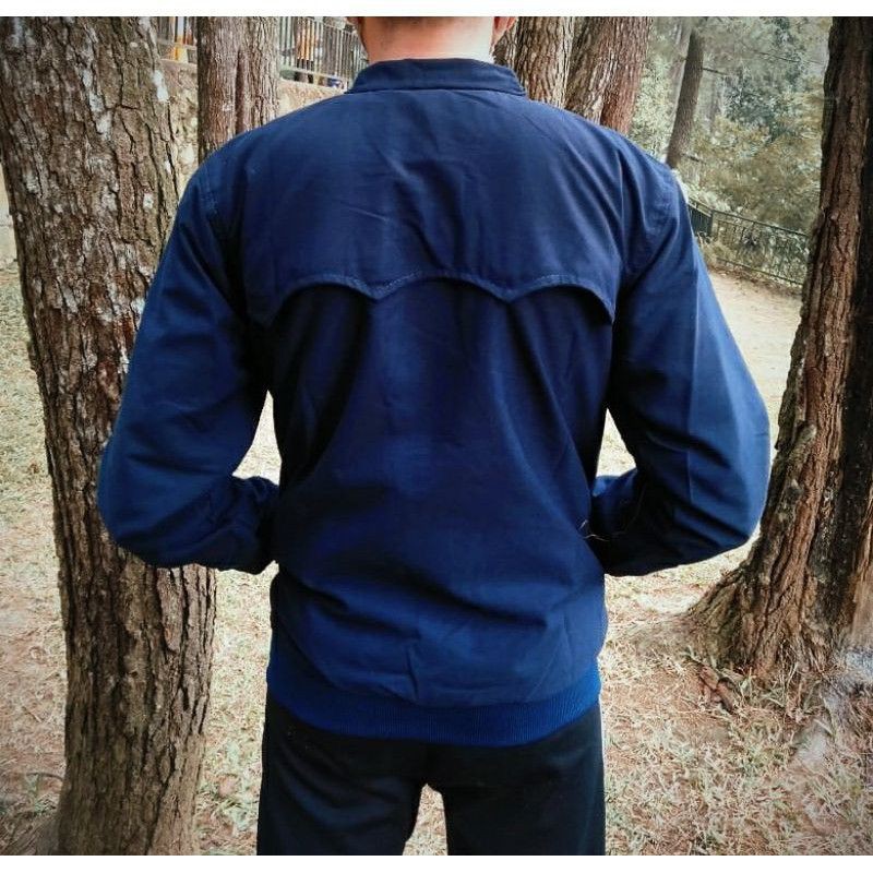 HARINGTONE JAKET PRIA TERLARIS - OFFICE HARINGTON ORI TERMURAH-Navy canvas