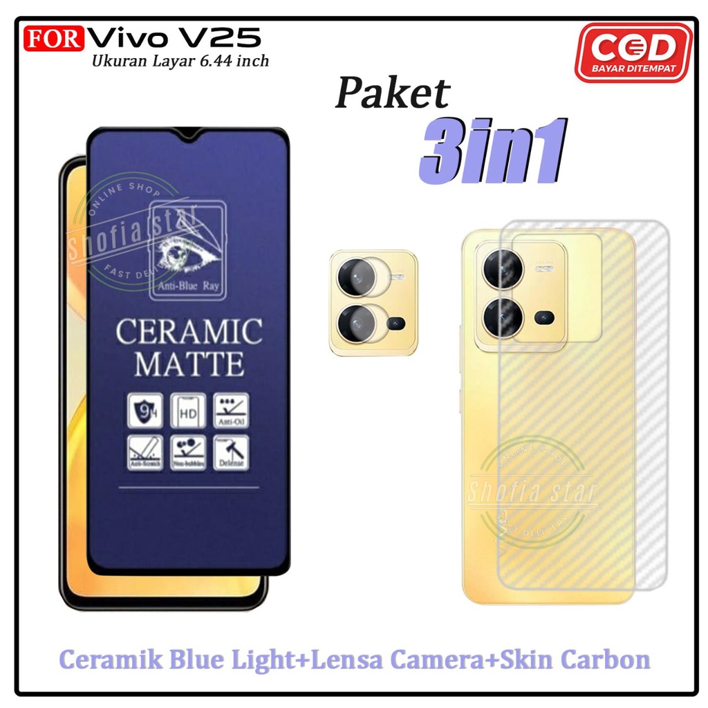 3in1 Tempered Glass Bening Vivo V25 5G V25e V23e V20 V20 Se Anti Gores Kaca Full Cover