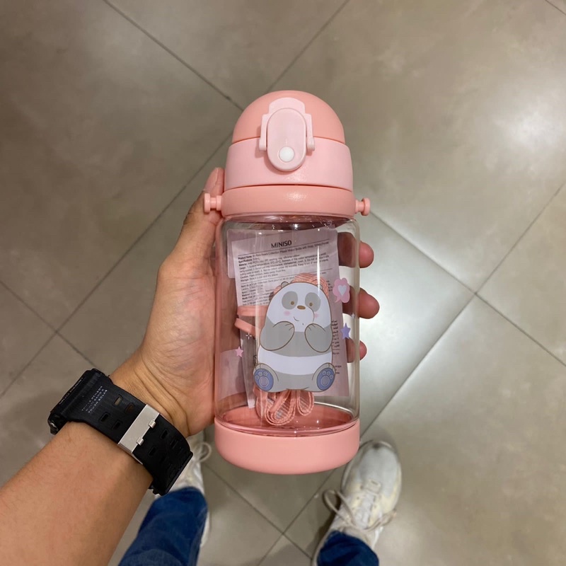 we bare bears / plastic water bottle with strap 520ml / tumblr we bare bears / botol miniso / botol 