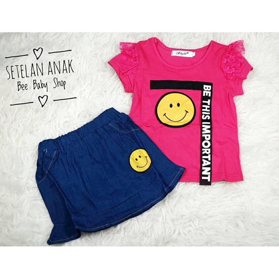 STELAN ANAK CEWEK IMPORT - MOTIF SMILE