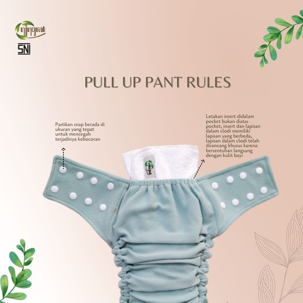 Ningrat Clodi Pull Up Pant - Insert Popok Kain Cuci Ulang Tipe Kancing Cloth Diapers dari Newborn