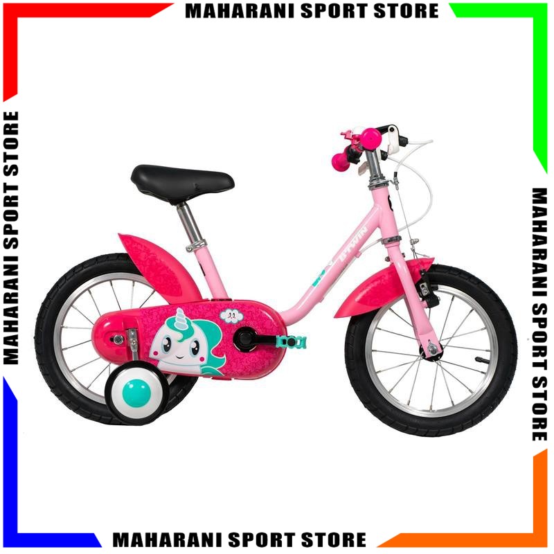 Sepeda Anak Perempuan BTWIN 500  14 Inc UNICORN Cewek 3-5 Tahun Warna Pink