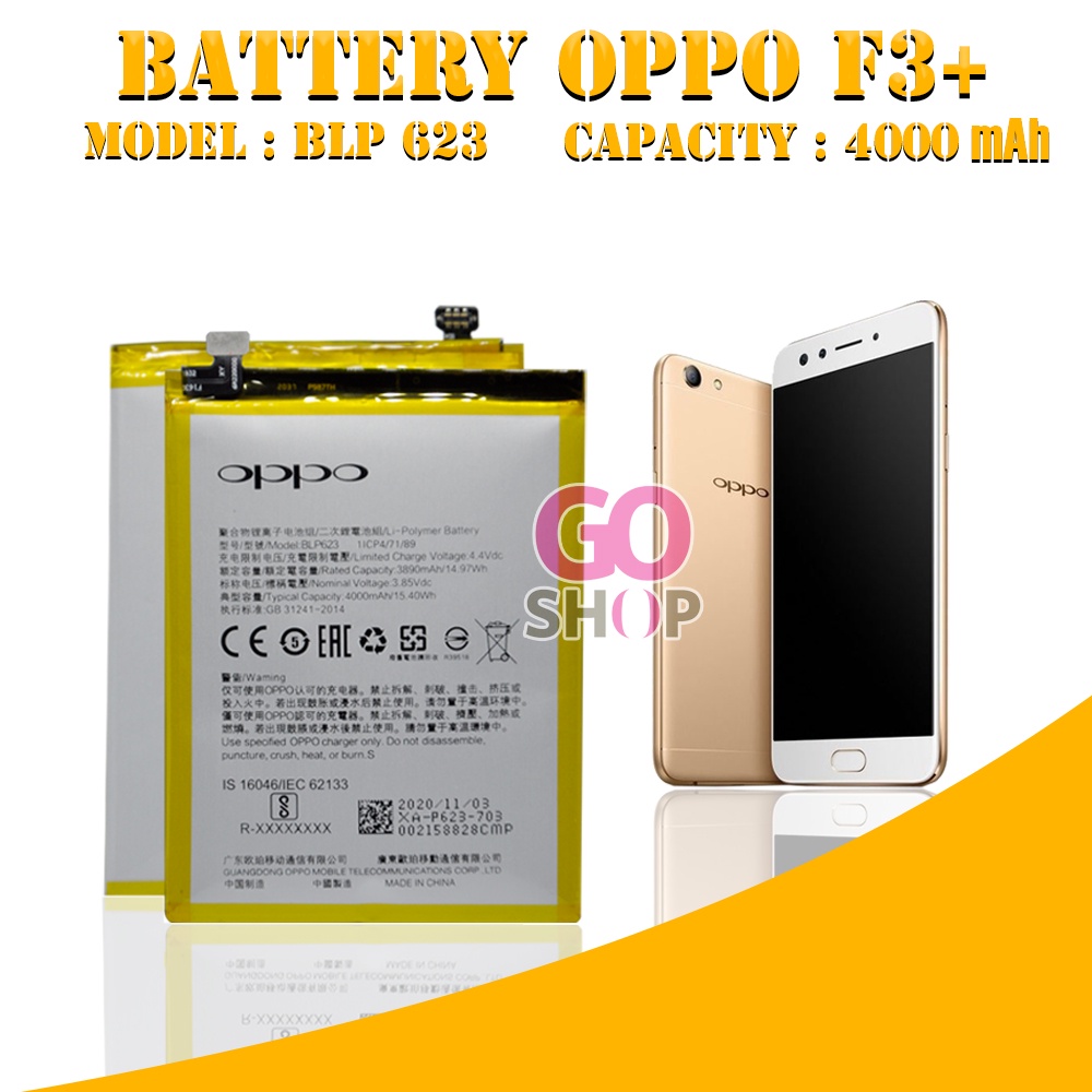 Baterai BLP623 Oppo F3+ / Oppo F3 Plus Battery Original Batre High Quality