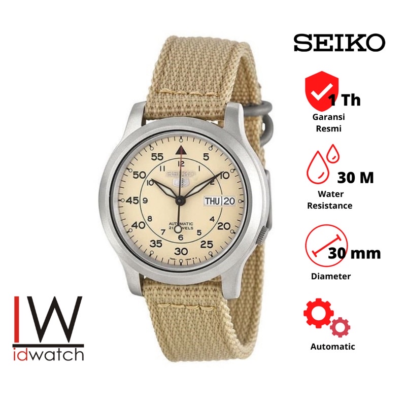 Seiko 5 SNK803K1 Automatic Jam Tangan Pria Original SNK803 Wanita Unisex Cowok Cewek Nilon