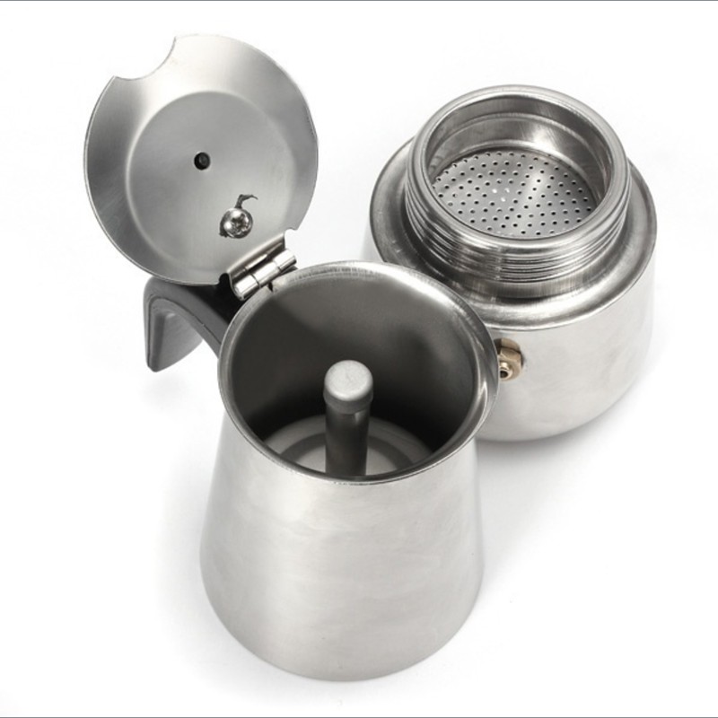 MOKA POT STAINLESS STEEL - COFFEE ESPRESSO MAKER MOKAPOT