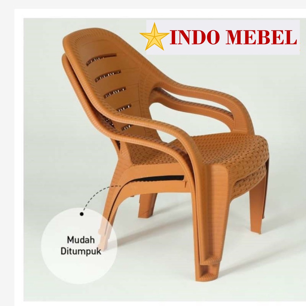 Kursi Santai Plastik Olymplast OL509 Coklat Muda / Tua kursi teras plastik kursi susun READY MAKASSA