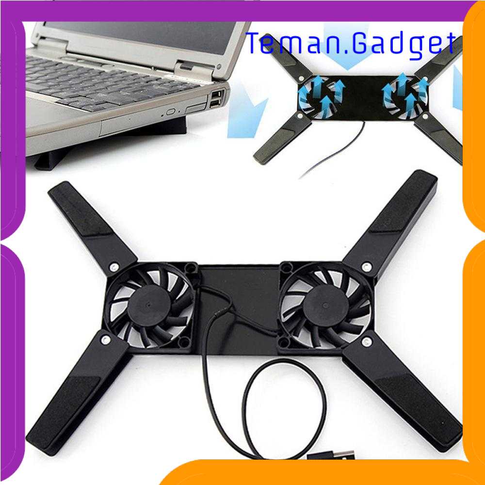 BA1- Elenxs Notebook Cooling Pad Lipat Portable X Stand Dual Fan - 818