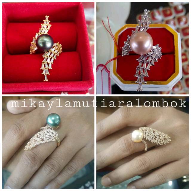 Cincin mutiara ASLI lombok(MODEL UNIK & MEWAH)