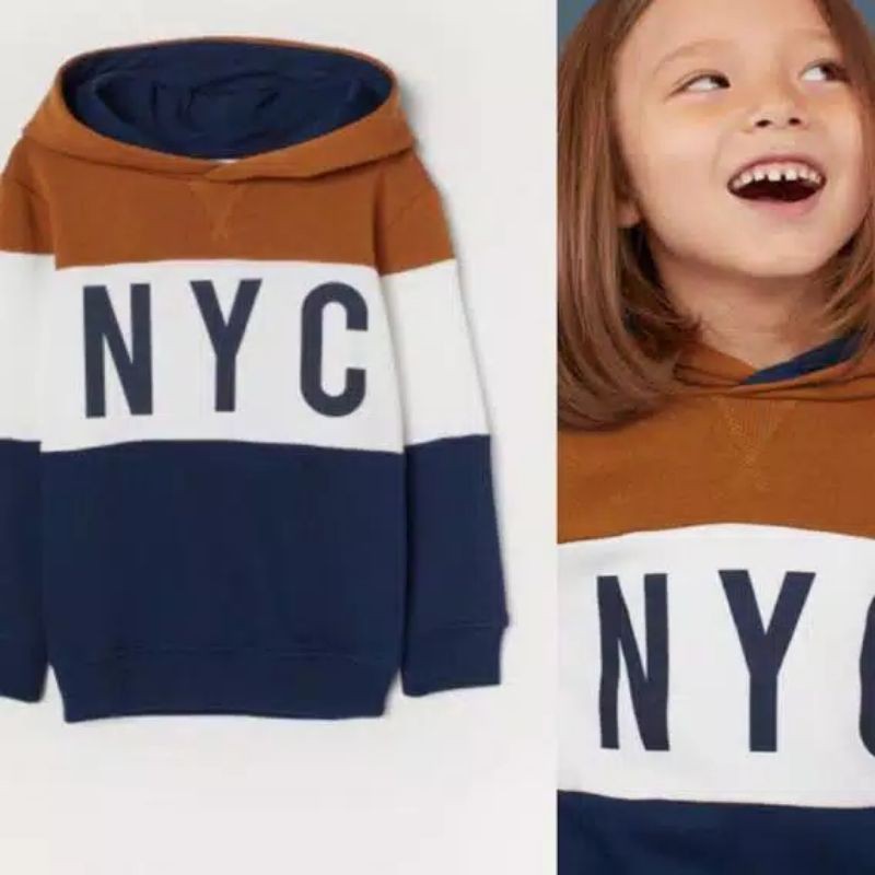 H&M HOODIE NYC BROWN KIDS ORIGINAL