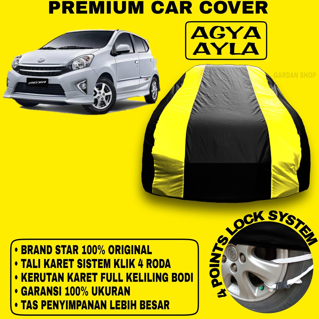 Body Cover AGYA AYLA Sarung Strip KUNING Penutup Pelindung Bodi Mobil Agya Ayla PREMIUM