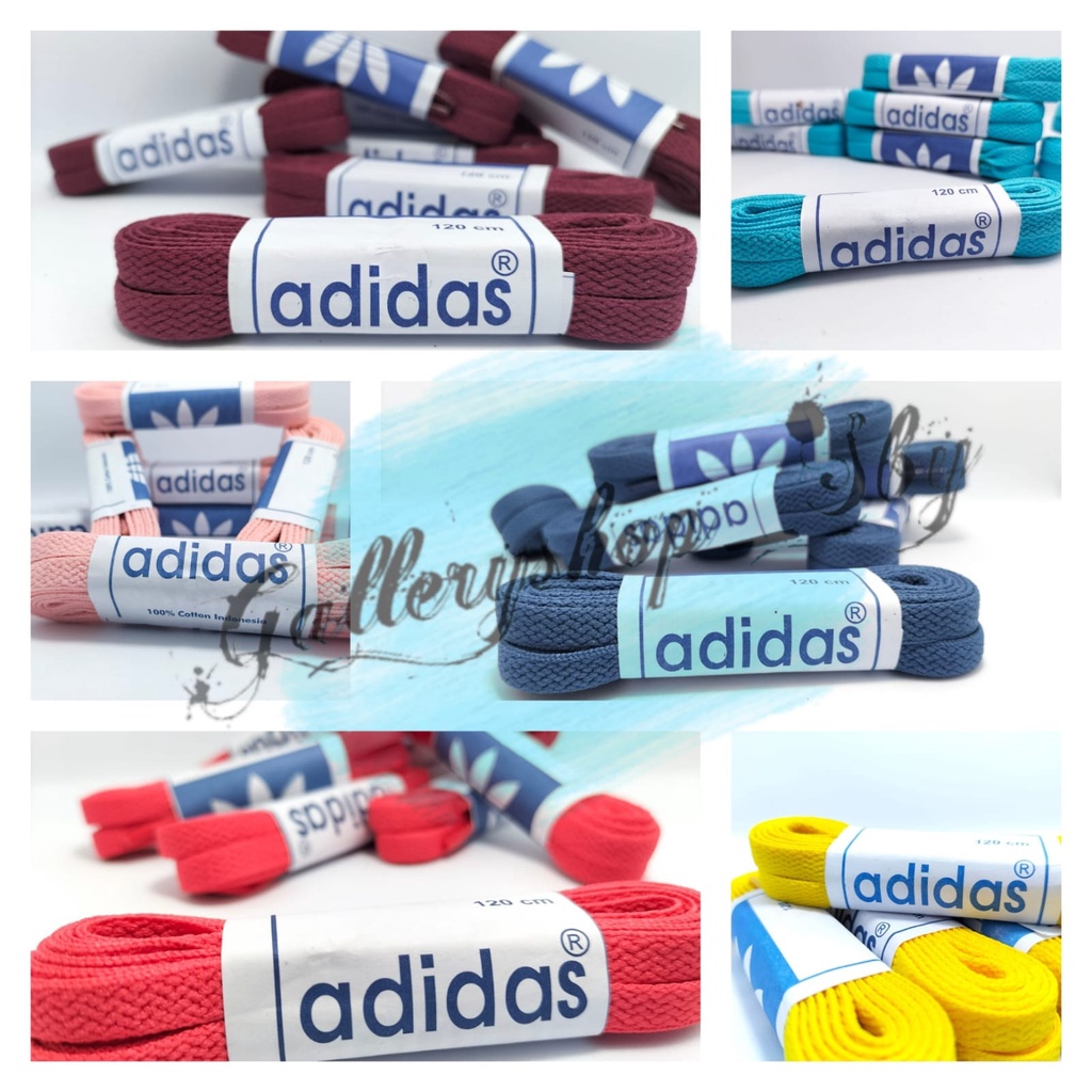 READY TALI SEPATU SEPASANG ADIDAS HITAM PUTIH 120CM MERAH LIME MINT BLACK WHITE BLUE NAVY KUNING MAR