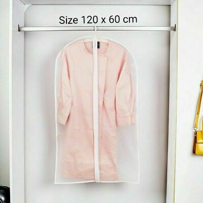 Cover Baju Gantung Bahan PEVA Semi Plastik Transparan ada Resleting Anti Air dan Debu Plastik Pelindung Baju Pakaian Plastik Baju Gamis Kaos Kemeja Jas Dress Gaun Dustproof Organizer
