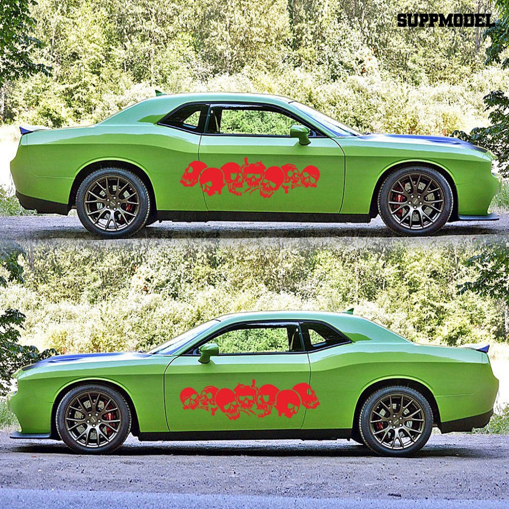 Car 2Pcs Stiker Decal Motif Tengkorak Bahan PVC Untuk Dekorasi Pintu Mobil