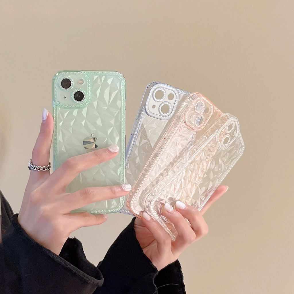 【Diamond pattern】Phone case for iPhone 11 12 13 Pro MAX X XS MAX XR 7+ 8 Plus transparent soft silicone clear casing