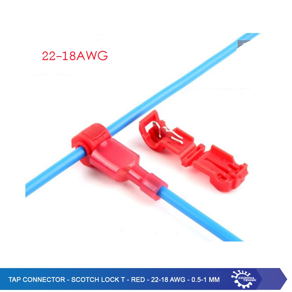 Tap Connector - Scotch Lock T - Red - 22-18 AWG - 0.5-1 mm