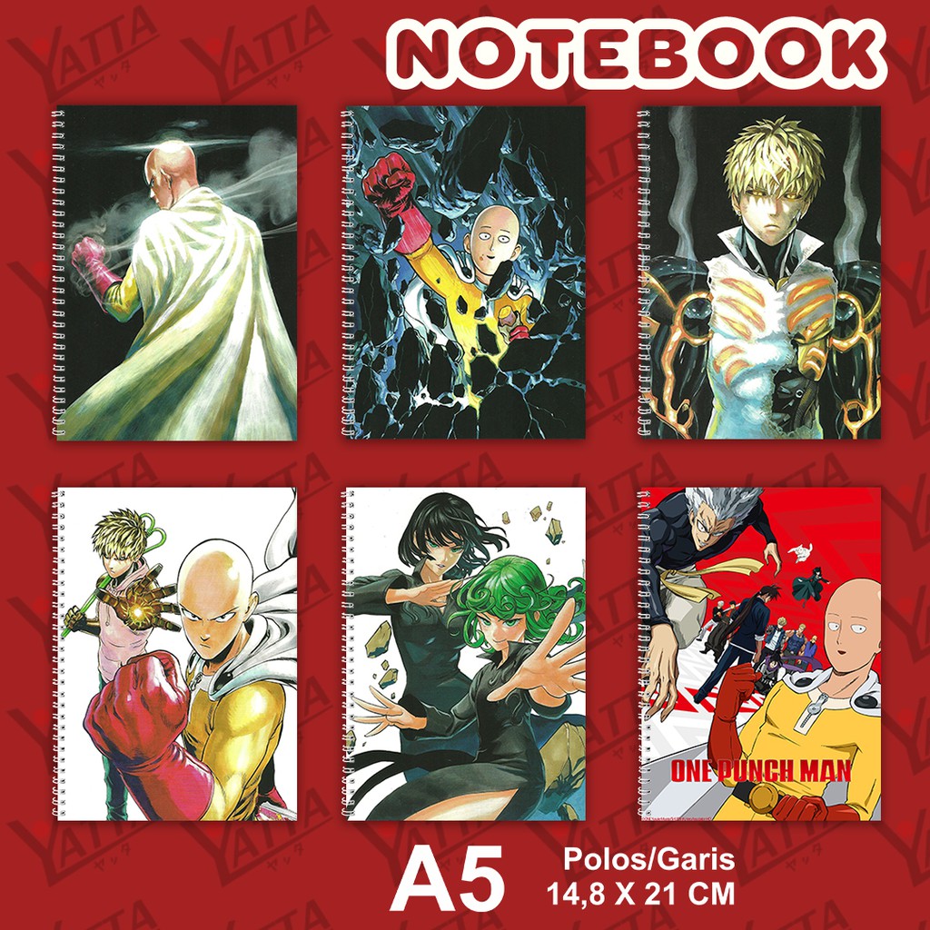 

Notebook Anime ukuran A5 14,6 cm x 21 cm One Punch Man