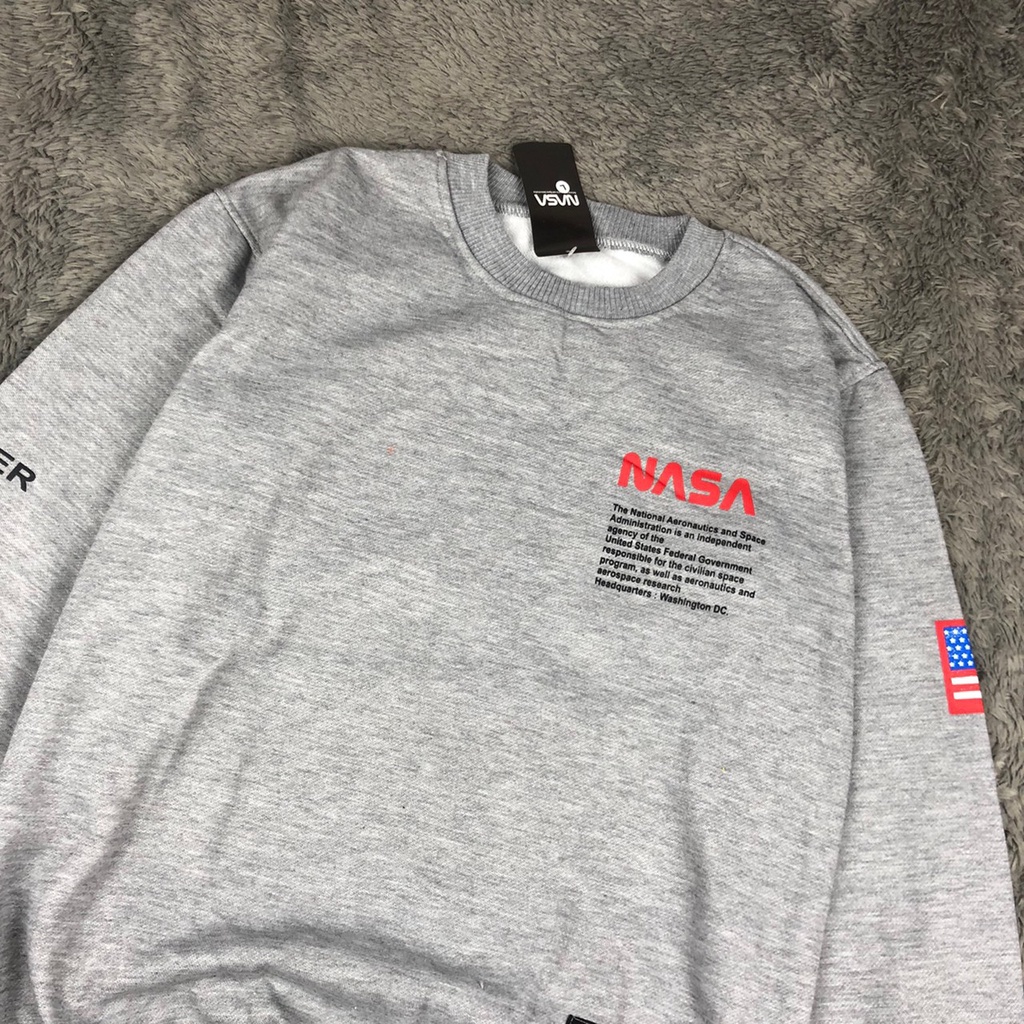 NASA PLAT CREWNECK ABU ABU KEKINIAN / NASA COTTON FLEECE TEBAL / 100% PREMIUM