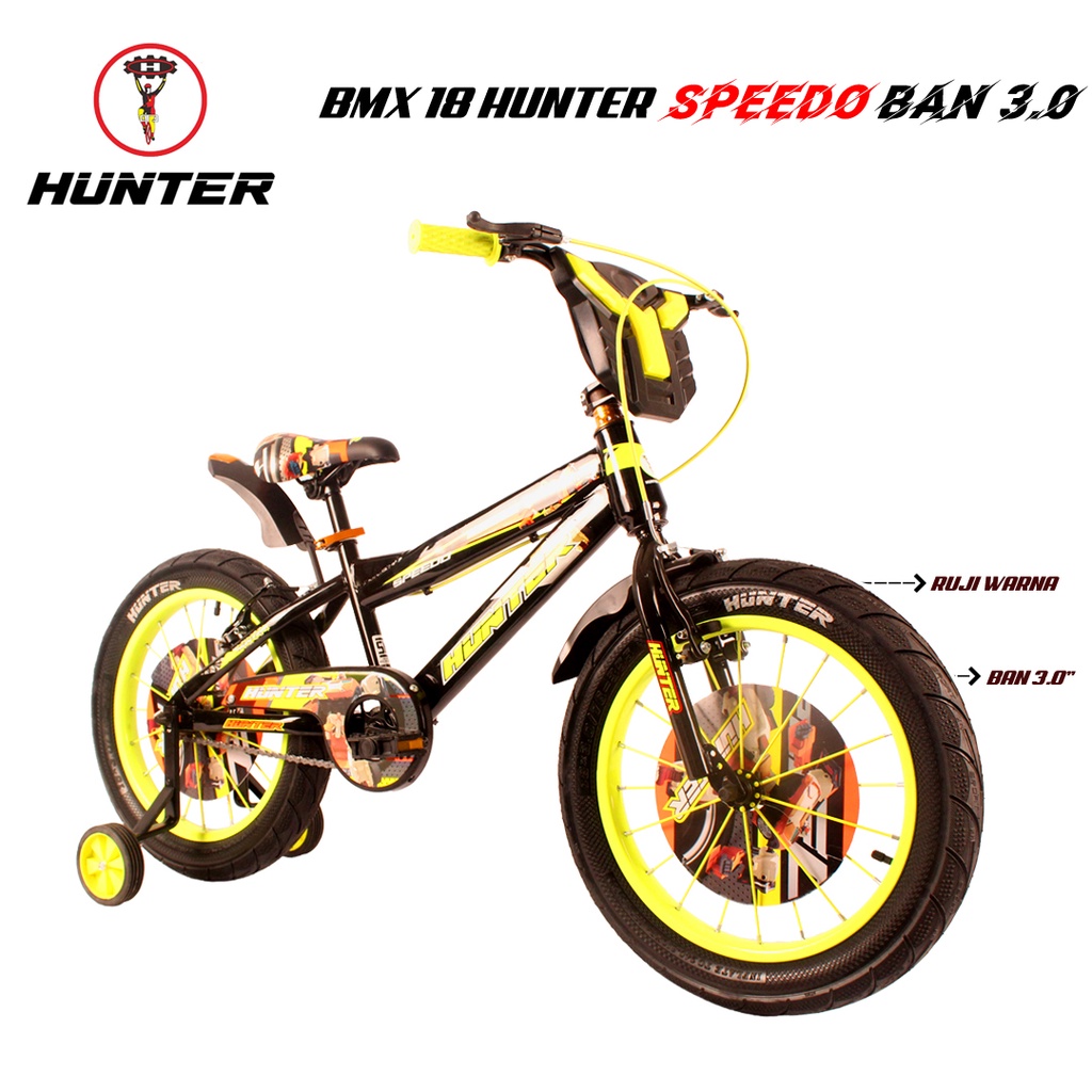❤Bazar❤ SEPEDA ANAK COWOK BMX 18 INCH HUNTER NEW SPEEDO BAN 3.0
