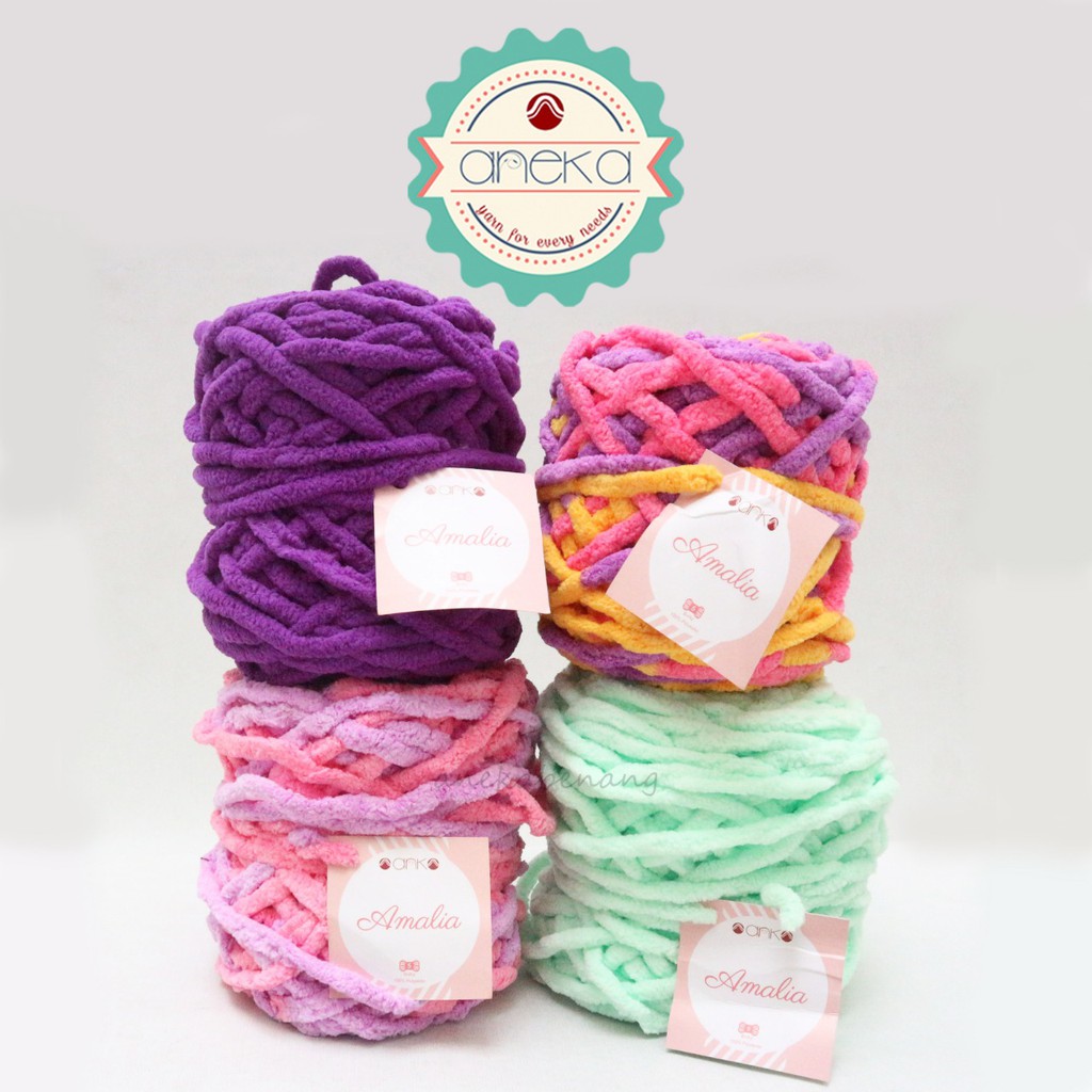  PAKET Benang Rajut  Chenille Amalia Yarn isi 4 gulung 