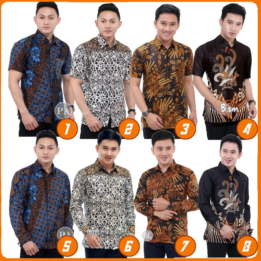 Hem Batik Baju Batik Pendek dan Panjang Seragaman Formal Wedding Uniform 4 Motif