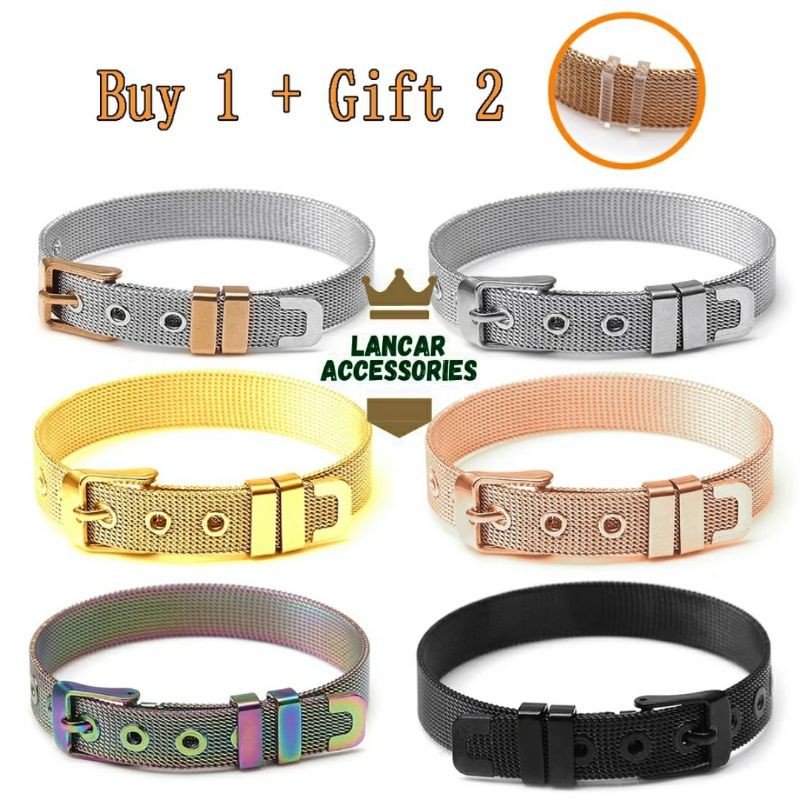 COD✅ Gelang Gesper Titanium Gelang Sabuk Titanium Gelang Bahan Liontin Huruf Emas