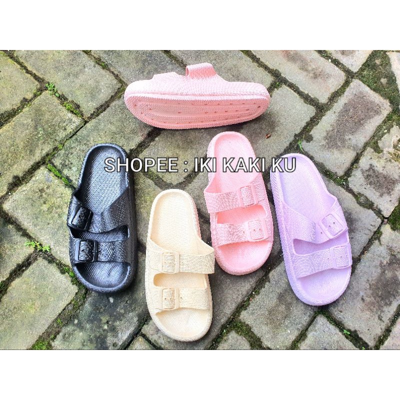 SANDAL SLOP WANITA POLOS SANDAL KOREA KARET LENTUR LALUNA 1988-1A