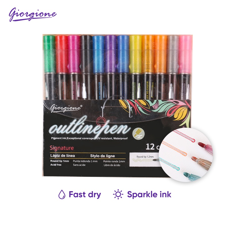 

Giorgione Shiny Marker Pen Spidol Garis Besar Garis Ganda G-OL