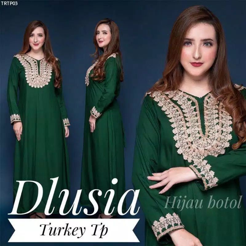 DASTER ARAB DLUSIA TURKEY TP | SANTUNG SUPER GRADE A | RESLETING DEPAN-Hijau botol