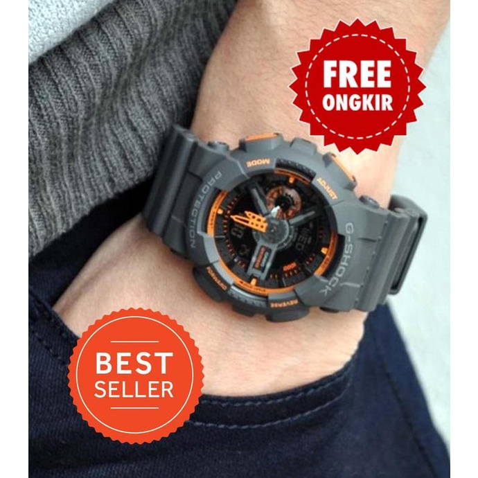 BEST SELLER  Jam Casio GA-110 G-Shock GShock Grey Orange Original BM