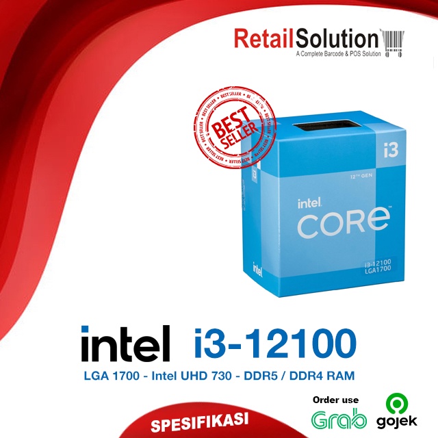 Processor CPU Intel LGA 1700 - Intel Core i3-12100 BOX Garansi Resmi