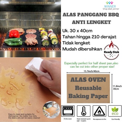 ALAS PANGGANG BBQ ANTI LENGKET ALAS OVEN TEMPAT BBQ GRILL MAT NON STICK WADAH PANGGANGAN SERBAGUNA HIGH QUALI