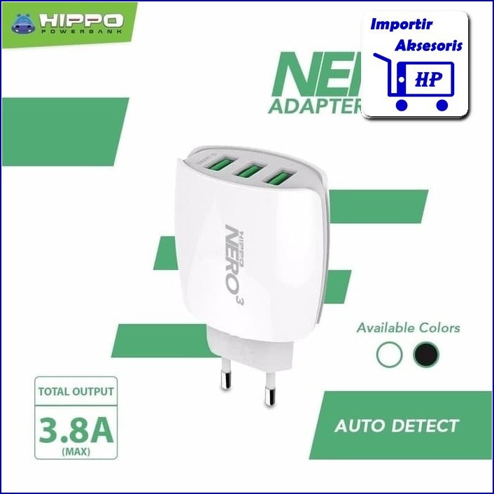 Kepala Batok Charger Hippo Nero 3 Port 3.8A AC022