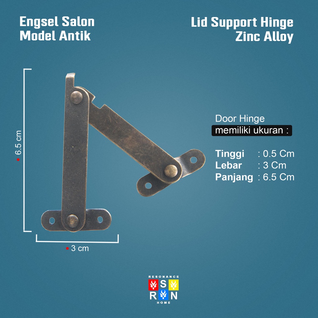 Engsel Wayang Jendela Pivot Sudut Kotak Peti Kayu Antik Sikutan - 5&quot; / Support Hinge Resonance Home