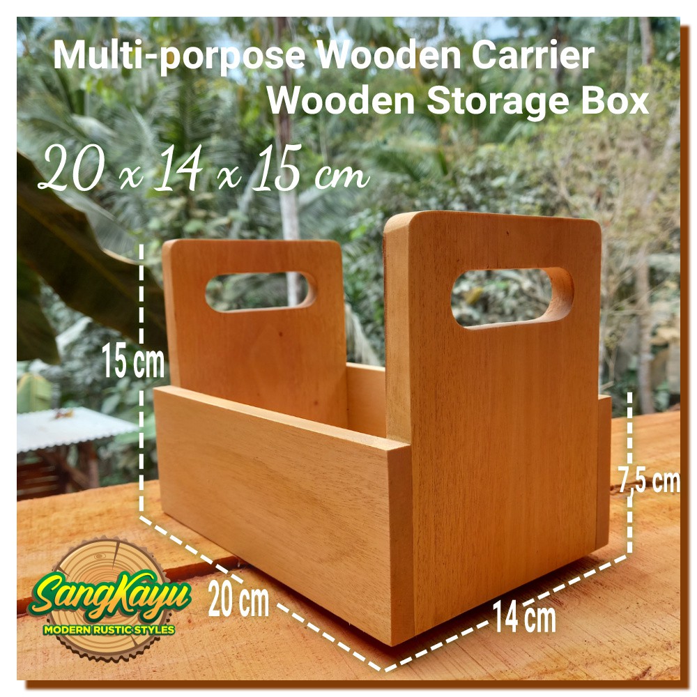 Kotak serbaguna storage box Carrier 20x14x15cm keranjang kayu serbagun