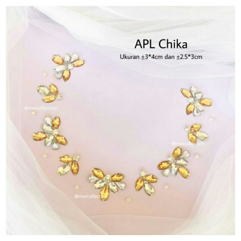 payet rangkai APL Chika mutiara aplikasi payet dada leher gold custom