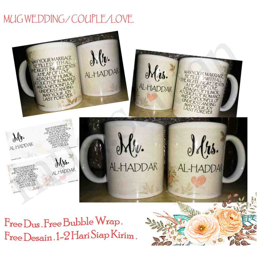 MUG WEDDING Kado Nikahan  Mug Anniversary Mug Custom 