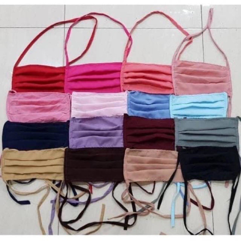 12 PCS GROSIR MASKER  KAIN TALI SAMBUNG OXFORD