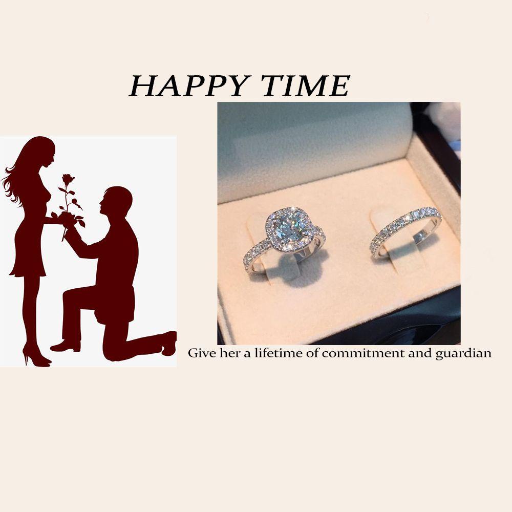 Lily White Sapphire Set Cincin Fashion Hadiah Pertunangan Pernikahan Perhiasan Mempesona