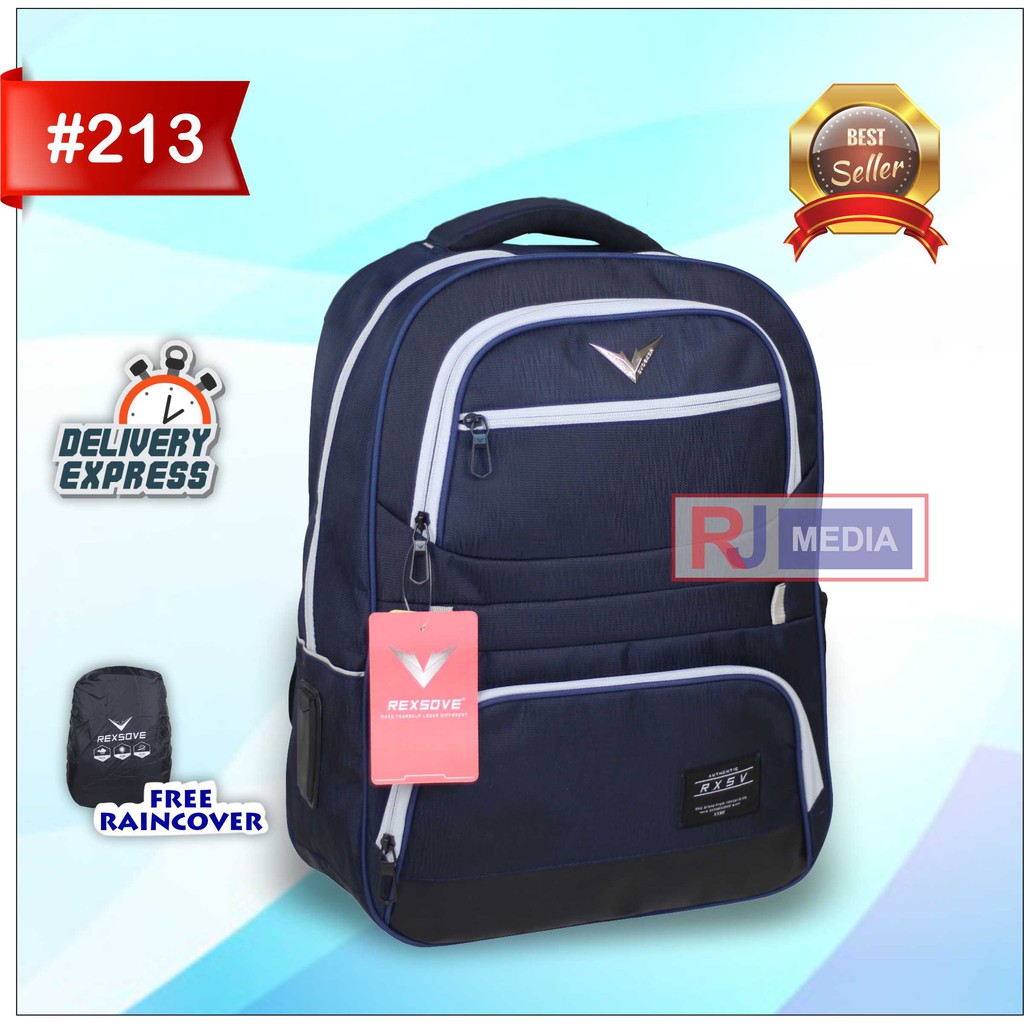 [ Promo Serba 80 Ribu ] Tas Ransel Sekolah Rexsove Distro Pria Wanita SMP SMA Terbaru Backpack Laptop Multifungsi Muat Banyak LKS Laptop Buku Paket Buku Tema Jahitan KUat Bahan Awet Bonus Raincover Harga Termurah Kualitas Ekspor