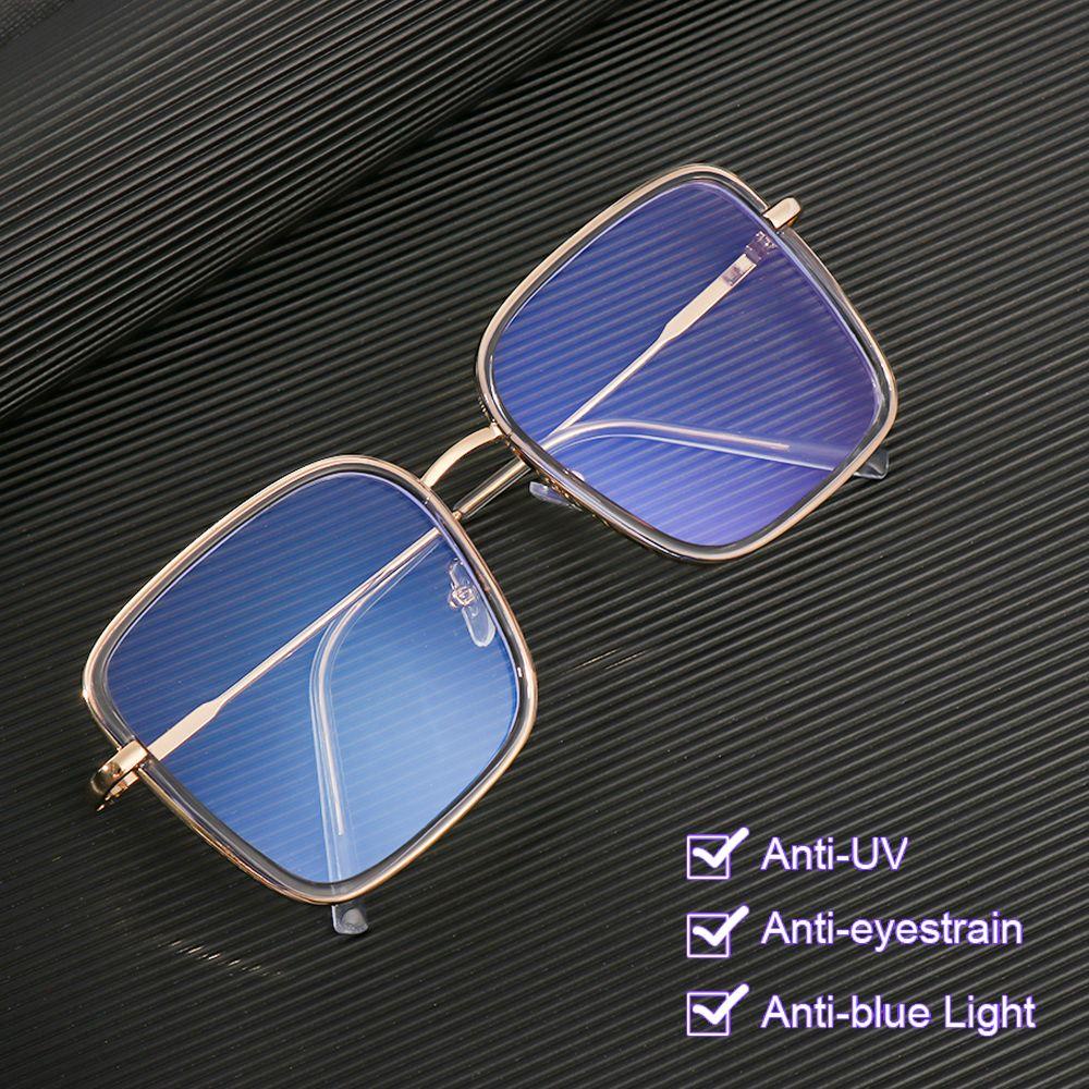 Populer Kacamata Anti Cahaya Biru Cermin Datar Transparan Anti-Cahaya Biru Metal Frame Eyeglasses