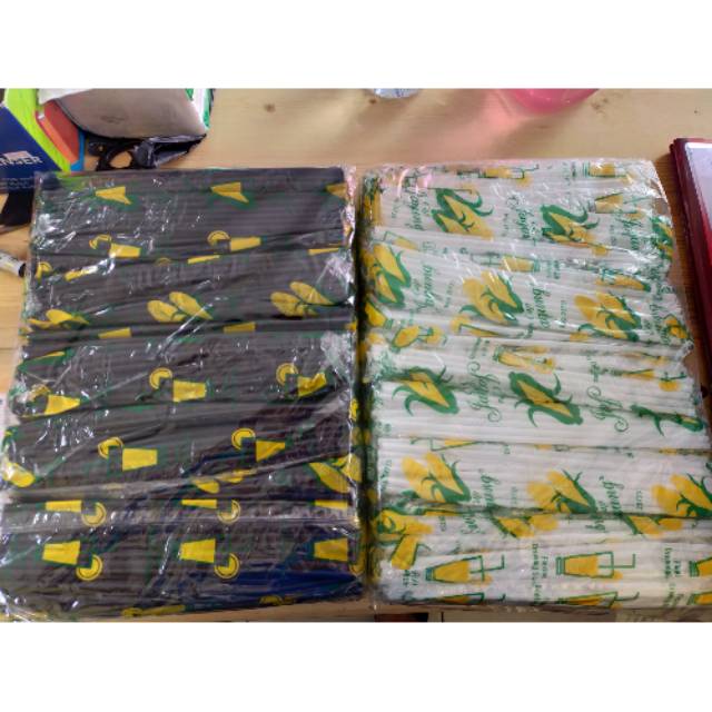25 pcs Sedotan tekuk hitam putih/sedotan bengkok plastik flexible/sedotan bengkok tekuk plastik