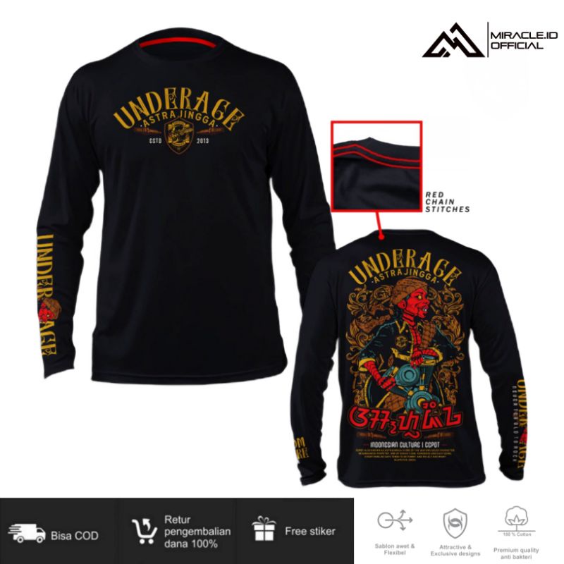 KAOS DISTRO PRIA ORIGINAL UNDERAGE KAOS MOTOR CUSTOM KEREN MURAH BAJU LENGAN PANJANG BRANDED PREMIUM