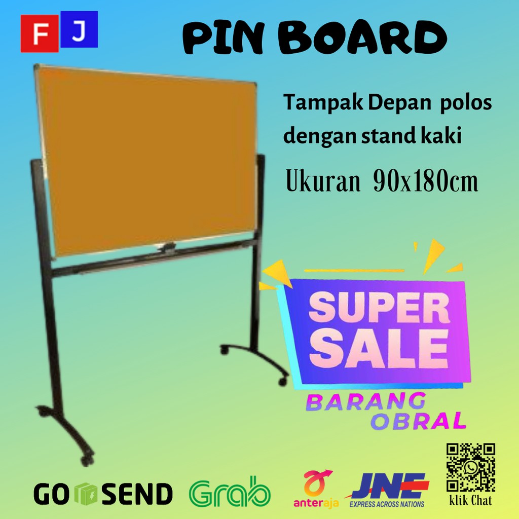 

Papan Pinboard SAKANA dimensi 90x180cm (Tampak Depan Polos Dengan Stand Kaki)