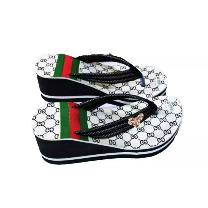 sandal guci,sandal wedges jepit wanita