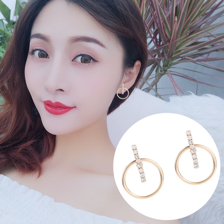 Kreatif geometris anting-anting batang lurus tiga dimensi bulat anting-anting line SHANZUAN desain m