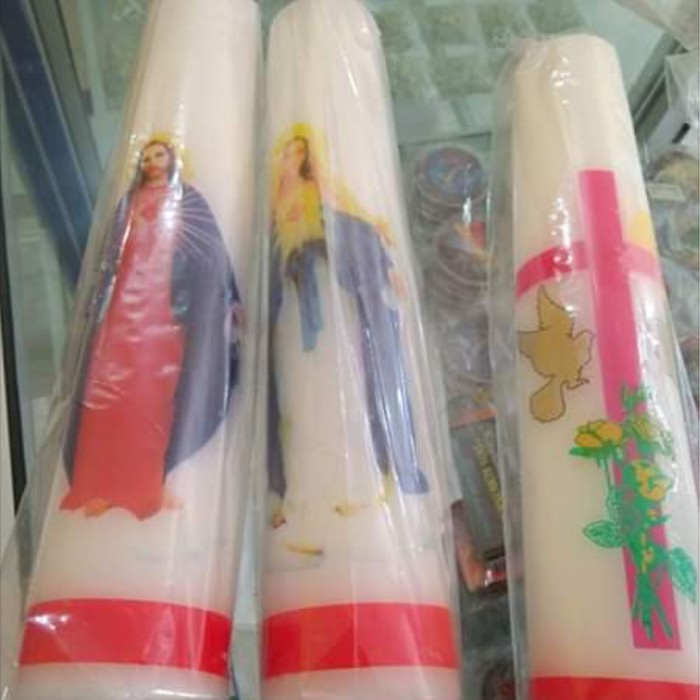 LILIN ALTAR GAMBAR YESUS BUNDA MARIA DAN SALIB UKURAN BESAR