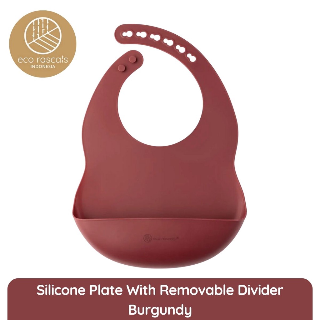 Eco Rascals Silicone Bib Burgundy - Celemek Bayi