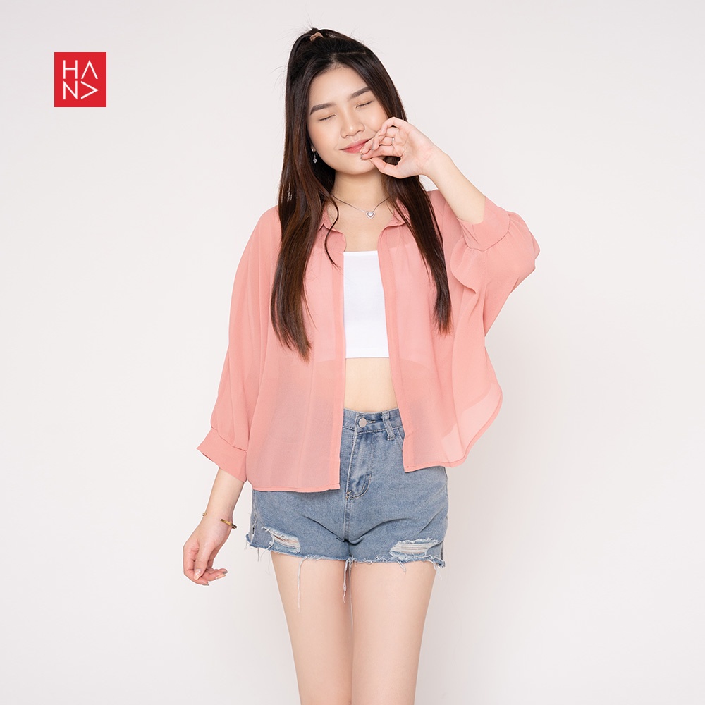 (COD) HanaFashion - Felecia Basic Outer Atasan Wanita  - SB144-Coral