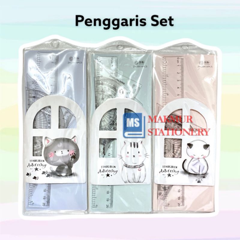 

Penggaris Plastik/Mistar Plastik Set 20cm isi 4 Pcs