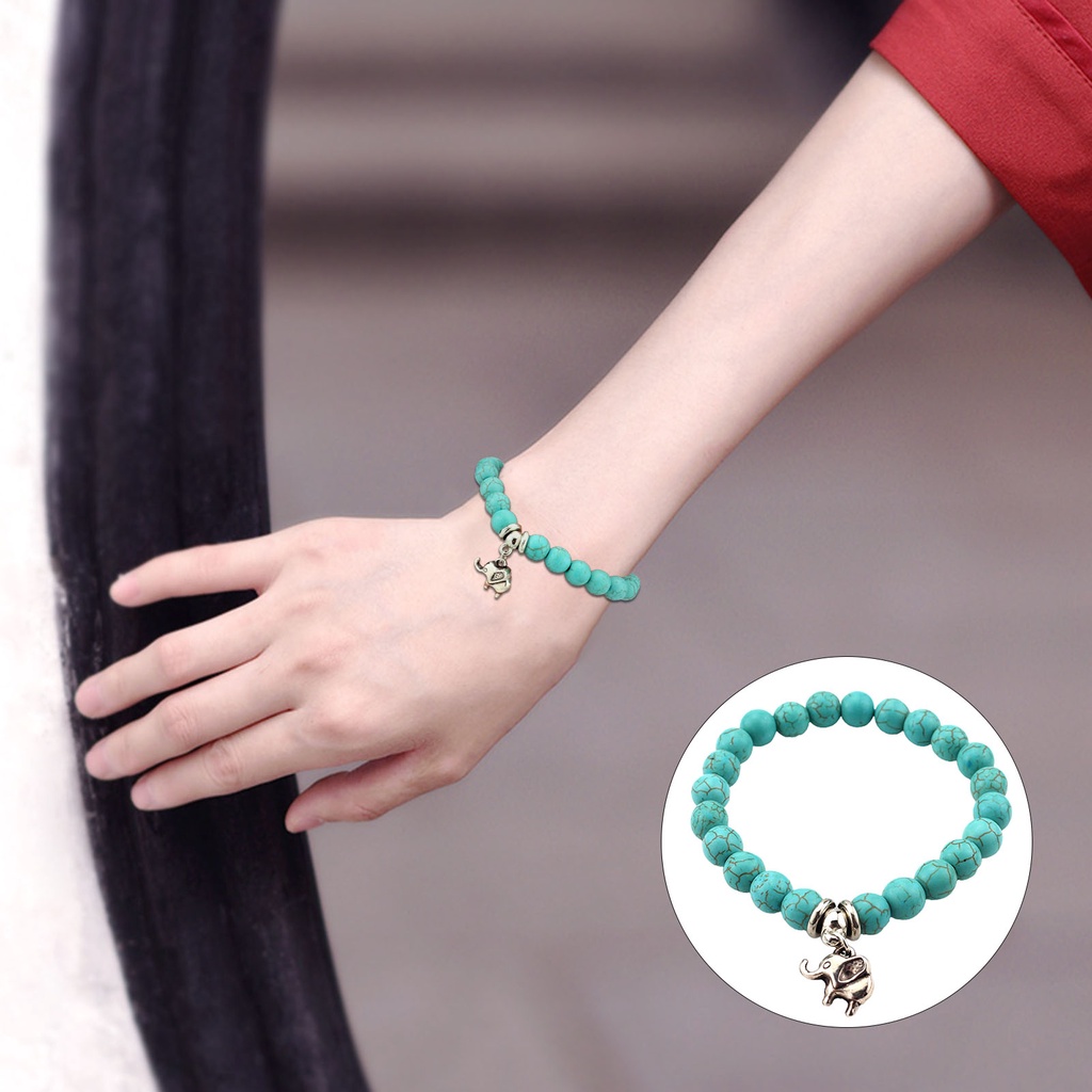 Hu Hu Hu Hu Hu Alat Bantu Pasang Kacamata♡ Gelang Manik-Manik Turquoise Imitasi Bentuk Burung Hantu Tahan Lama Untuk Wanita
